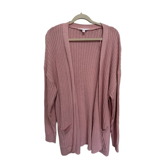 Time & Tru Midweight Knit Blush Pink Long Open Front Cardigan Size XXXL (22) - Picture 2 of 7